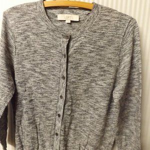 LADIES, ANN TAYLOR, SMALL, BLACK & WHITE CARDIGAN,